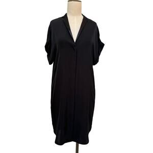 Rag & Bone Cooper Black Silk Button Front Shirtdress V-Neck Dress Small Size 4
